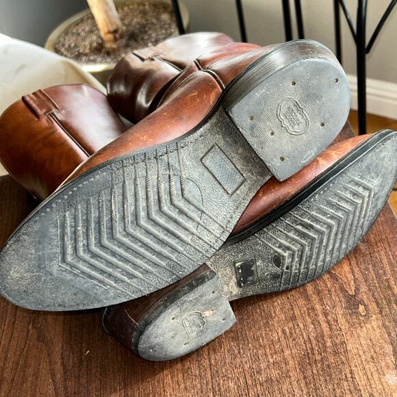Nocona Brown Leather Vintage Western Cowboy Roper Boots 7.5 EE Made in USA men’s main image 13